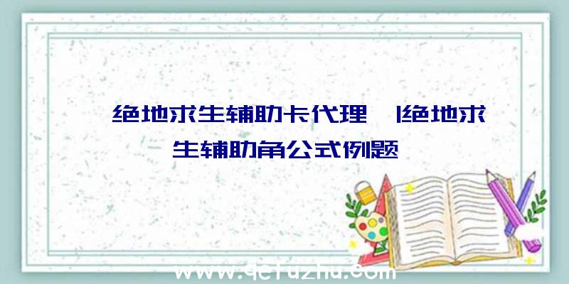 「绝地求生辅助卡代理」|绝地求生辅助角公式例题